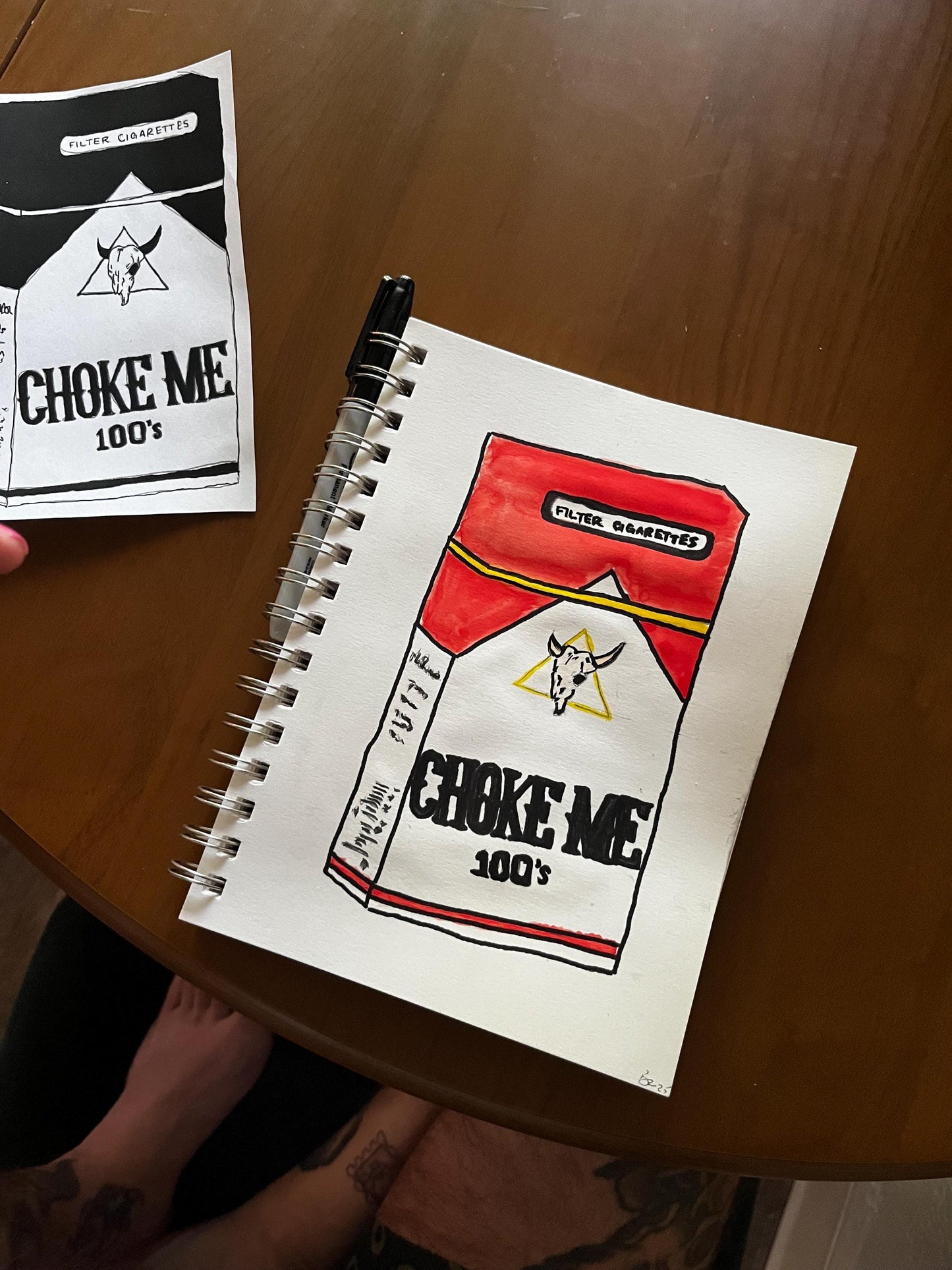 Cigarette Carton “Choke Me” Watercolor, one of one.