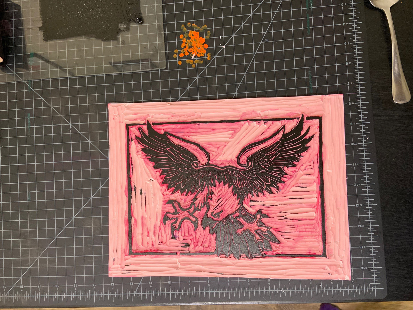 Traditional Eagle Lino Block Print