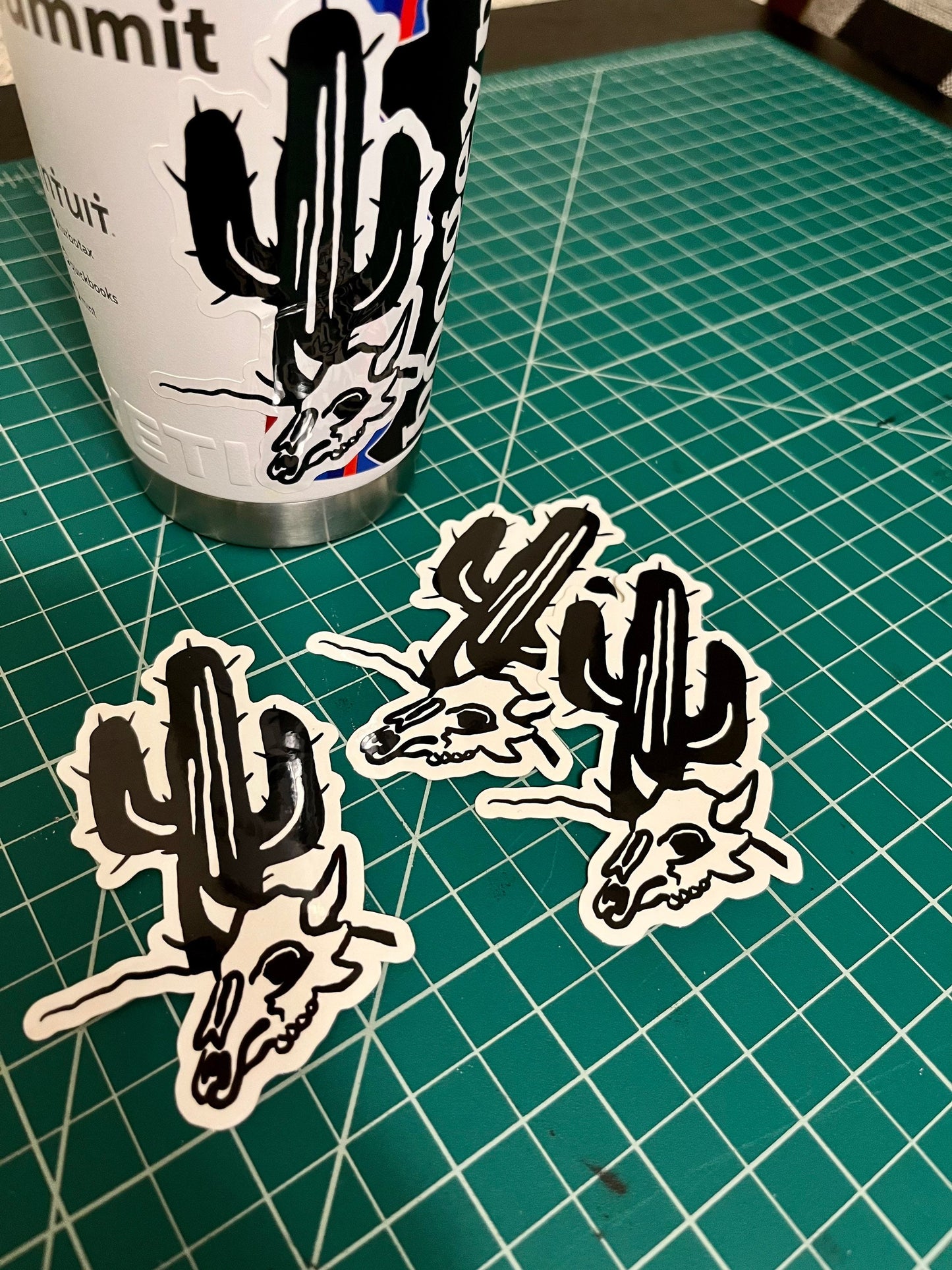 Skull and Cactus Vinyl Sticker // 4x2.5”