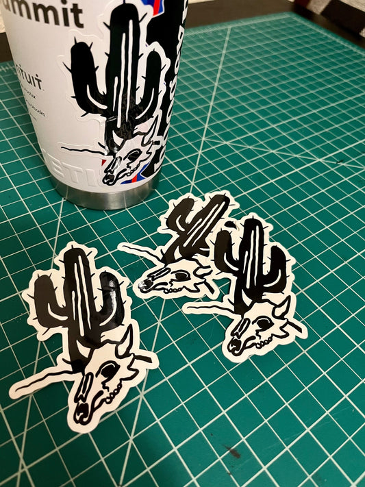 Skull and Cactus Vinyl Sticker // 4x2.5”