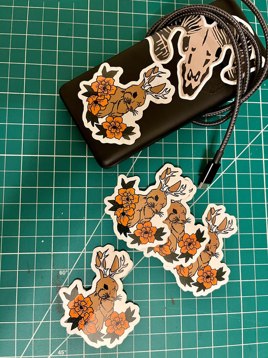 Jackalope Vinyl Sticker // 2.6x3"