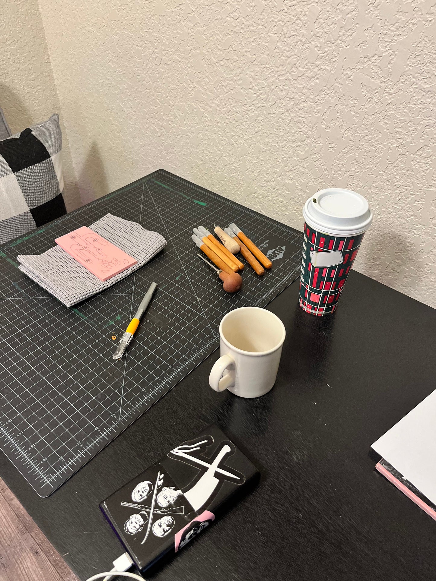 Mini Cactus Flower Lino Block Print. 6x5