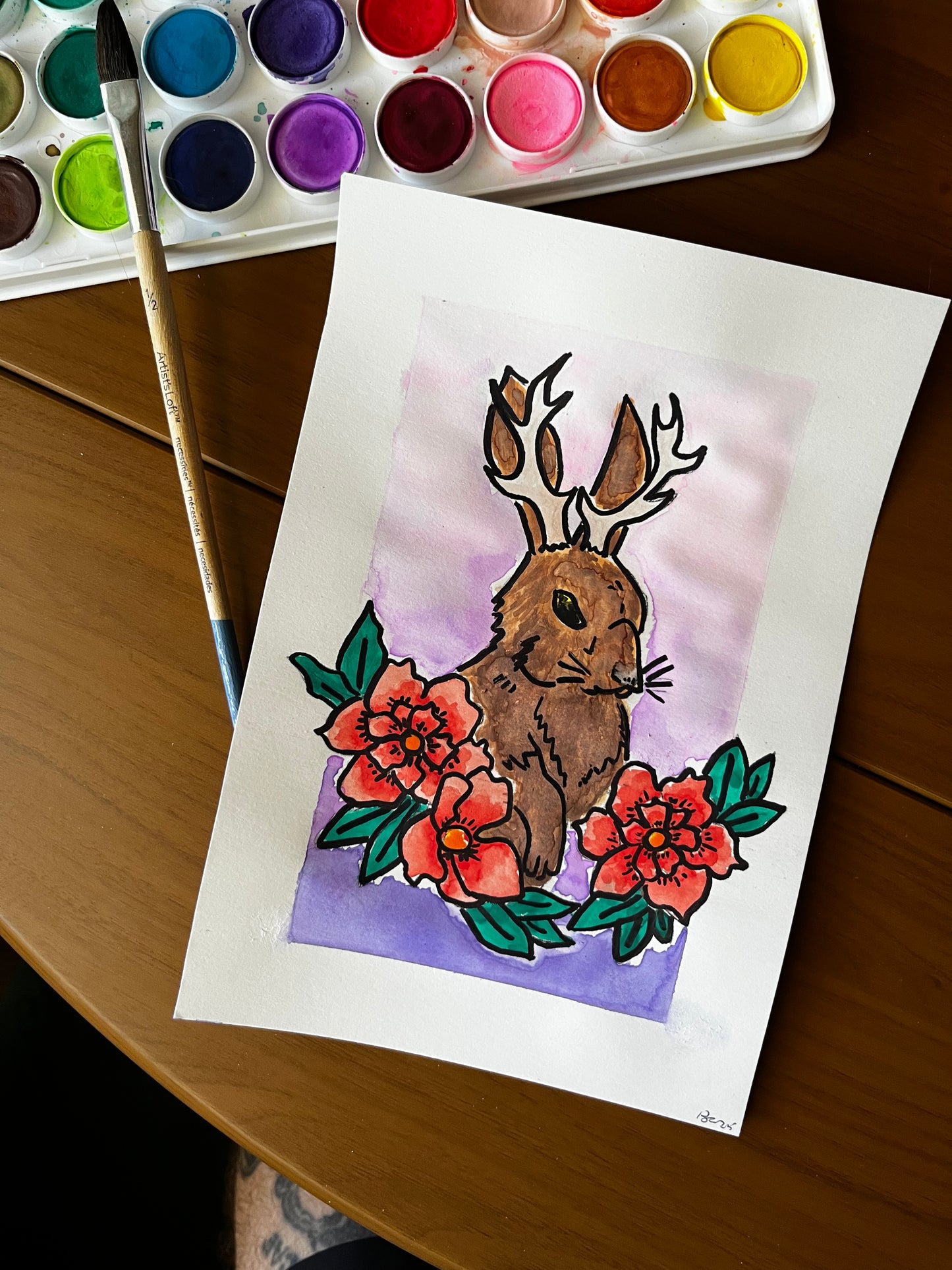 Jackalope Floral Watercolor.