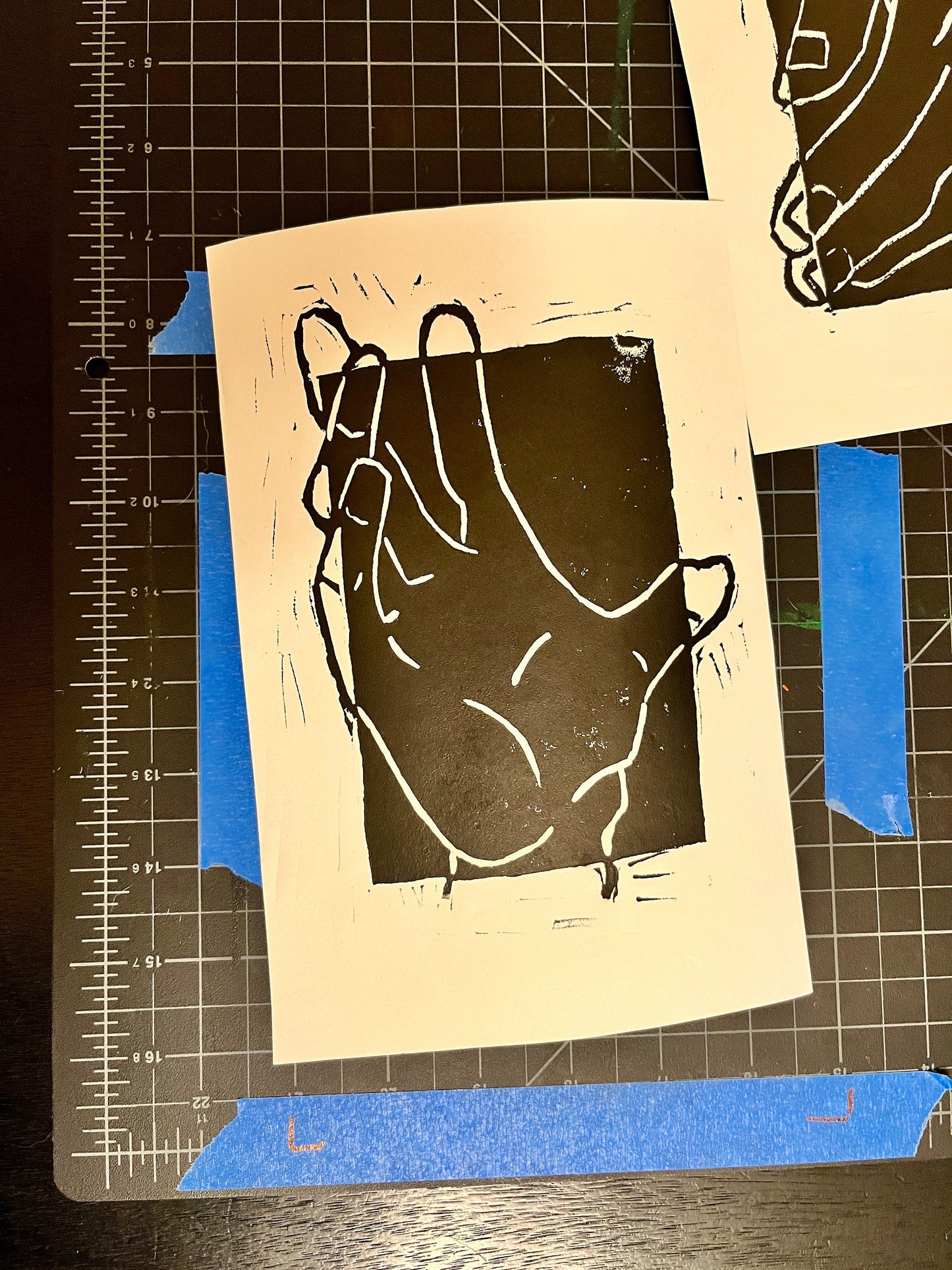 Triple Hand Gestures Lino Block Prints 6x8”
