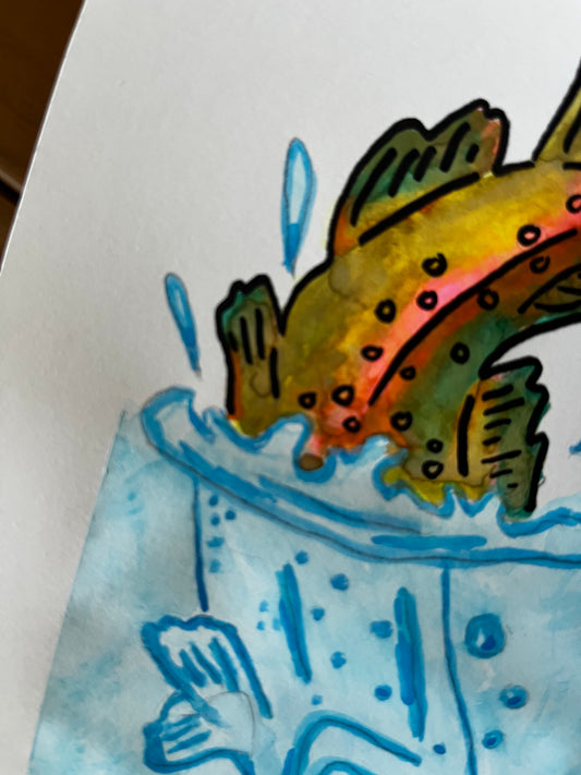 Rainbow Trout Watercolor, one of one.