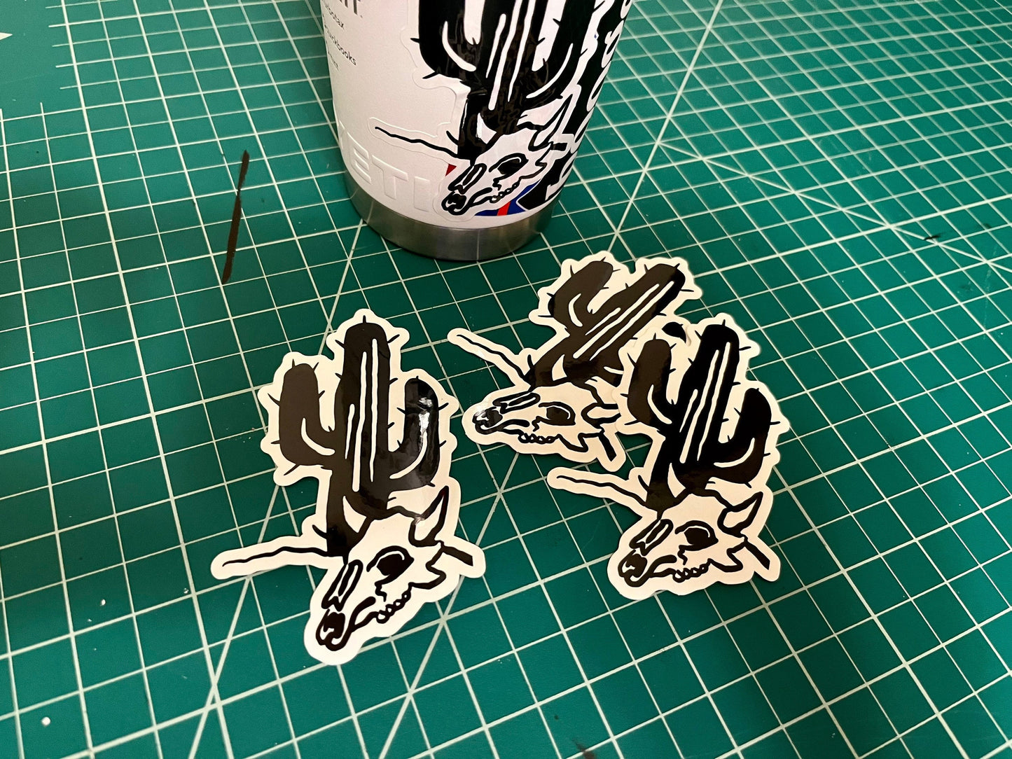 Skull and Cactus Vinyl Sticker // 4x2.5”