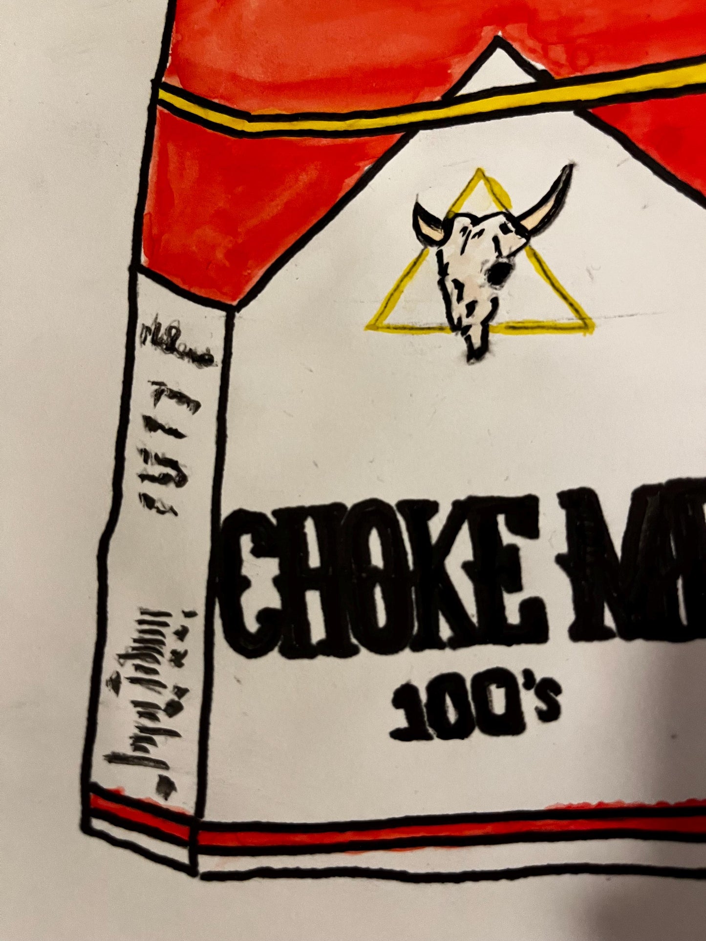 Cigarette Carton “Choke Me” Watercolor, one of one.
