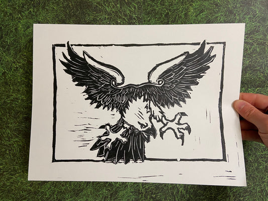 Traditional Eagle Lino Block Print