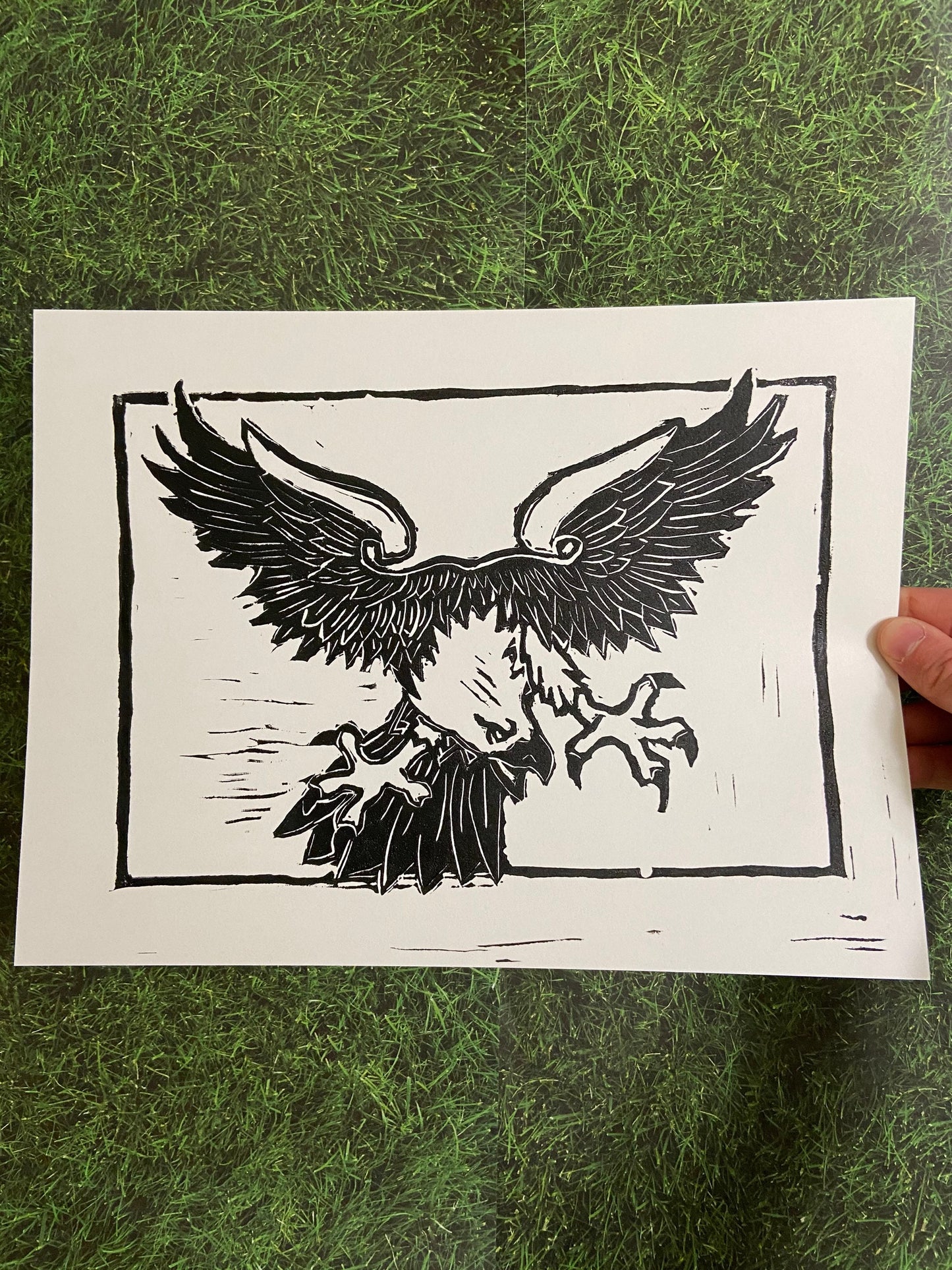 Traditional Eagle Lino Block Print