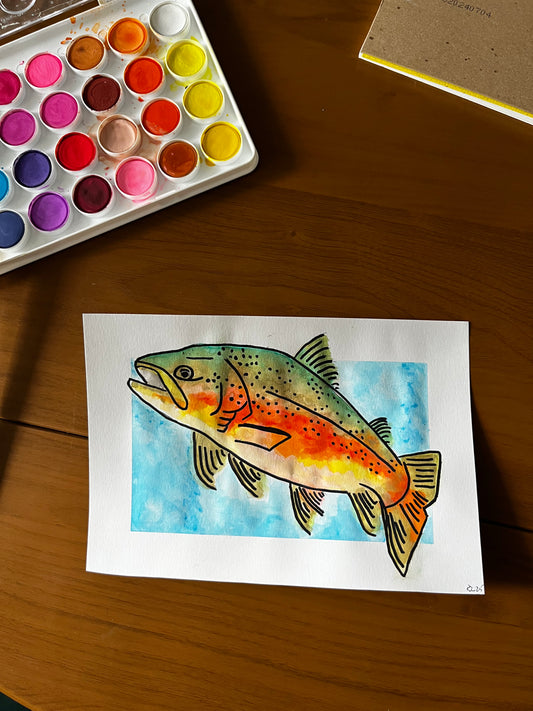 Brown Trout Watercolor, one of one