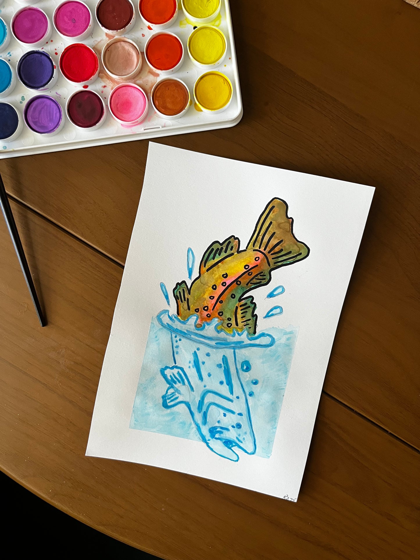 Rainbow Trout Watercolor, one of one.