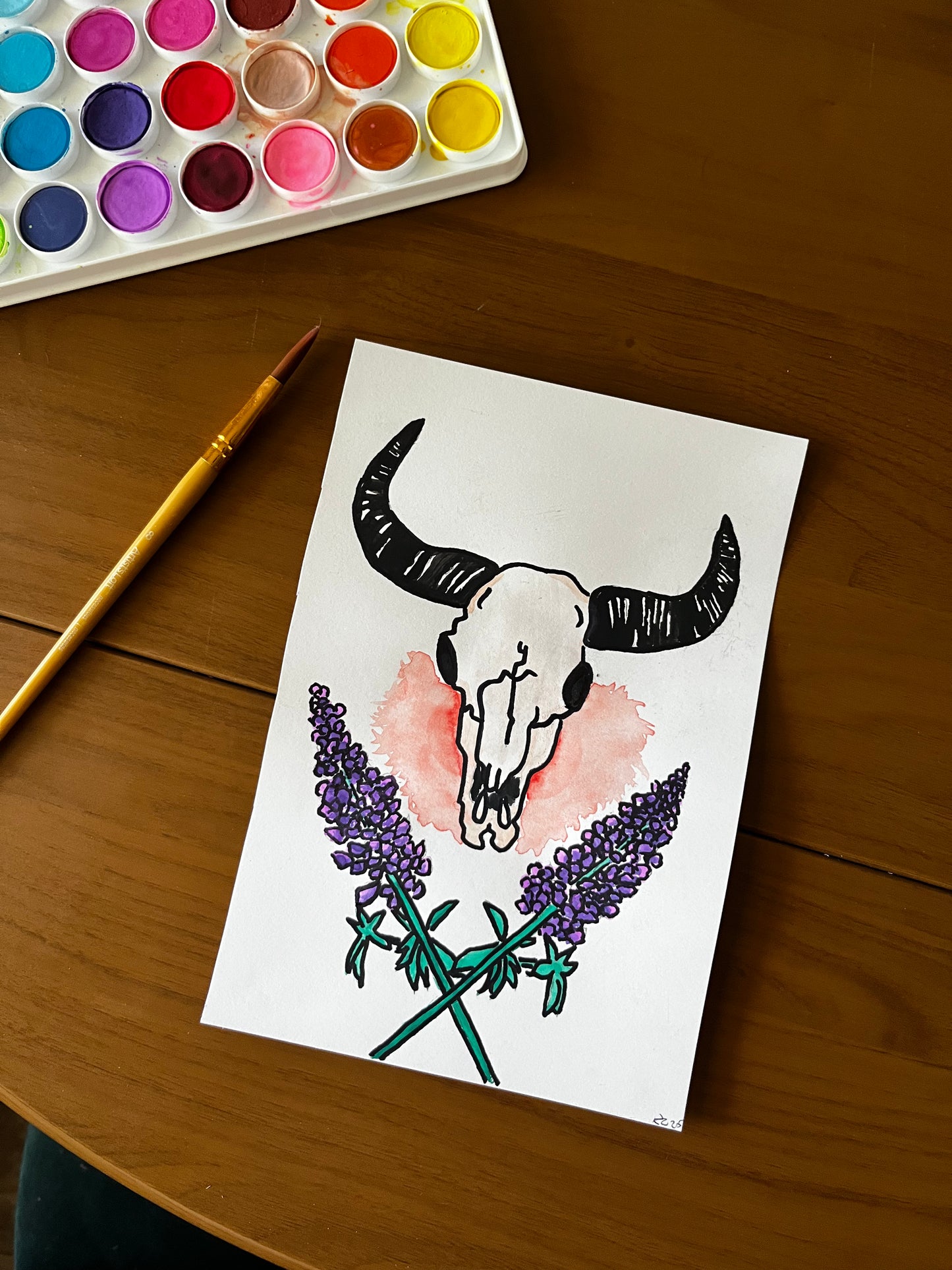 Steer Lavender Watercolor, one of one.