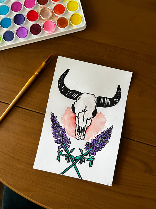 Steer Lavender Watercolor, one of one.