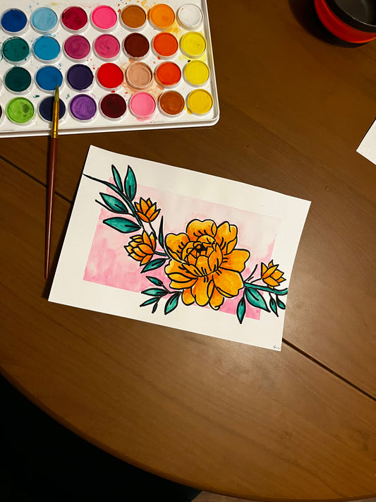 Gradient Floral Watercolor, one of one.