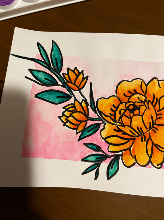 Gradient Floral Watercolor, one of one.