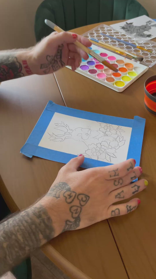 Jackalope Floral Watercolor.